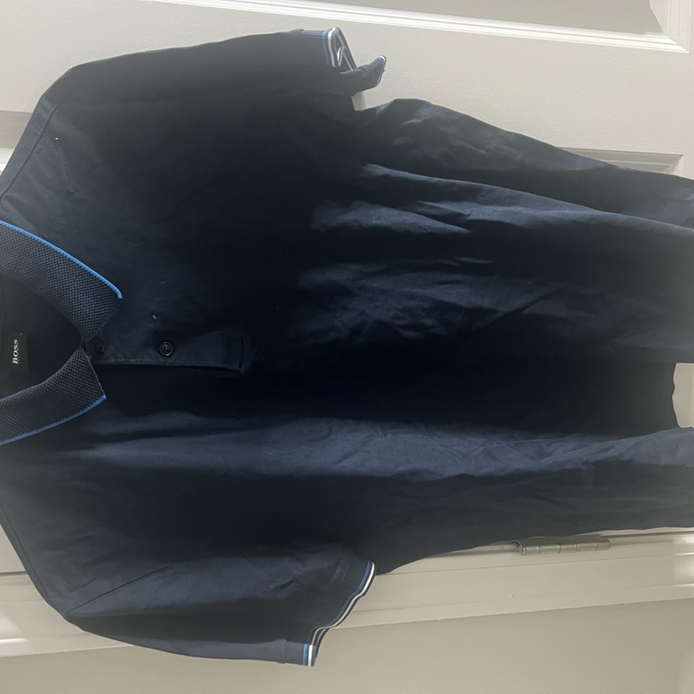 Navy Polo Shirt with Blue Accents